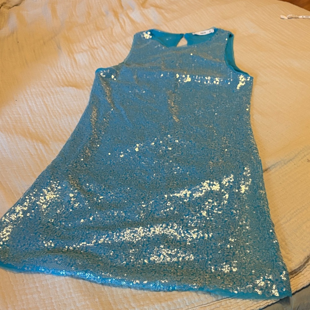Blue Sequin Mini Dress